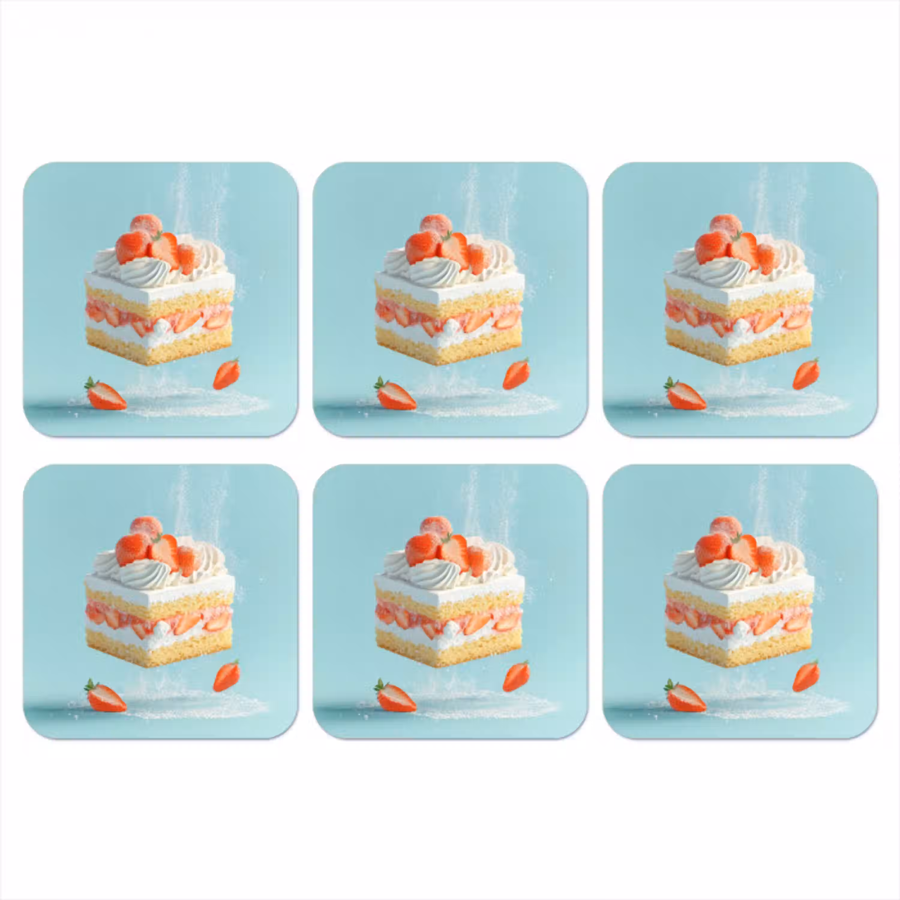 Slagroom - Taart - Blauw - Eten onderzetter kurk middel -3d