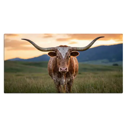 Longhorn - Landschap - Zonsondergang Muismat XXL klein -3d_leeg