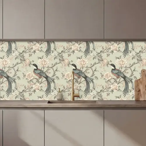 Bloem - Vogel - Kleurrijk keuken achterwand 2 middel 871 zz_3dshopping