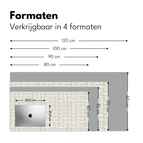 Vlechtwerk - Banen - Beige Muismat XXL klein 681 -sfeer5
