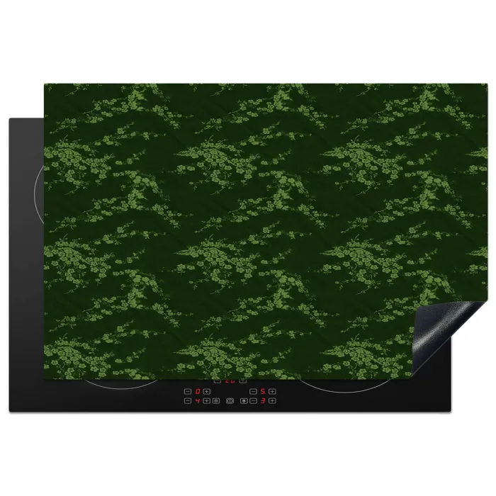 Sierlijk - Bloemen - Groen Inductie beschermer vinyl 3mm klein 276 -3d