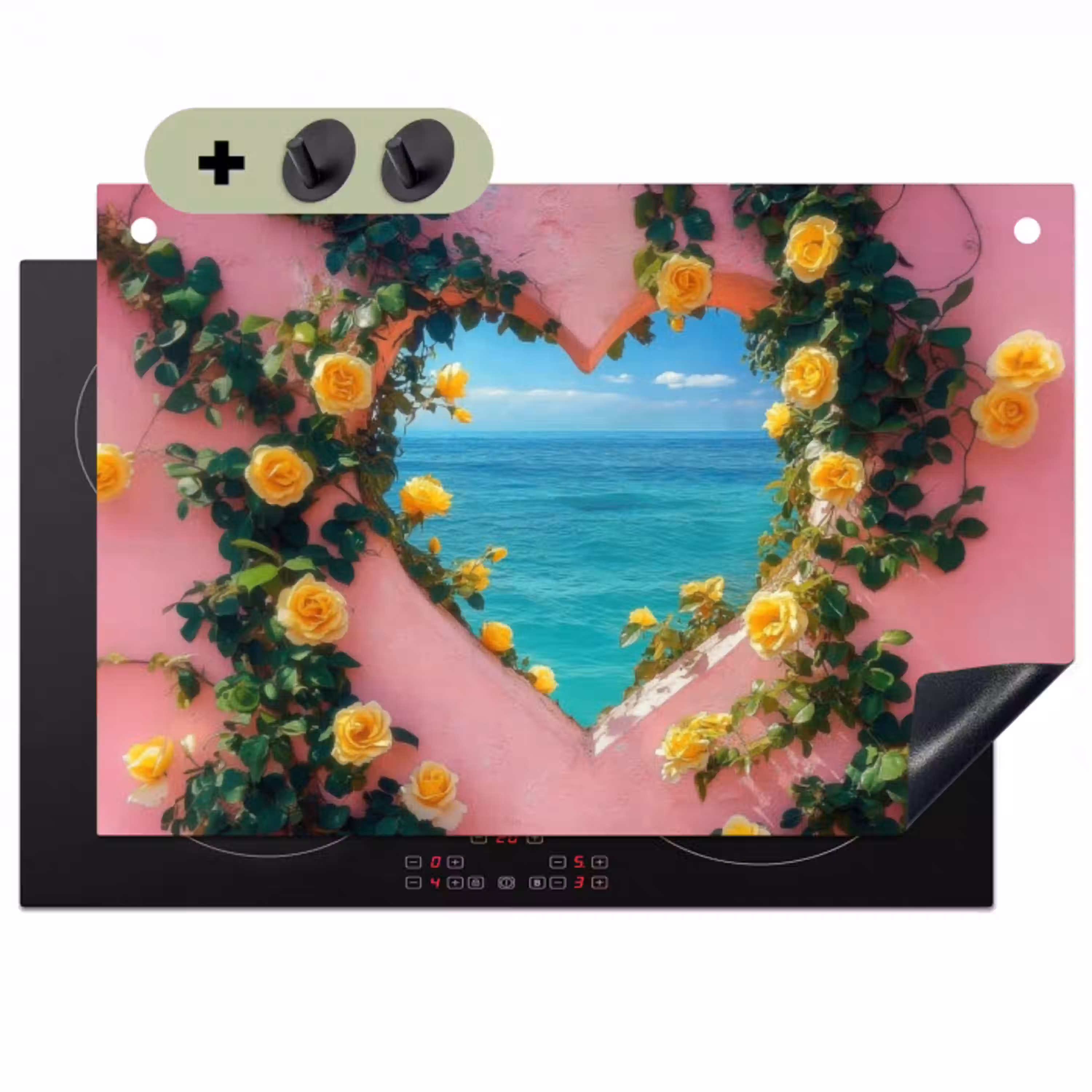 Hart - Zee - Muur Inductie beschemer met haakjes klein -3d