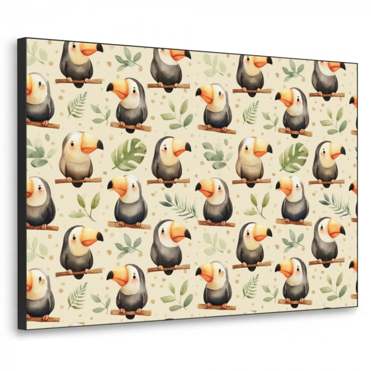 Toekans - Exotisch - Kleurrijk Textielframe zwart klein 947 -3d