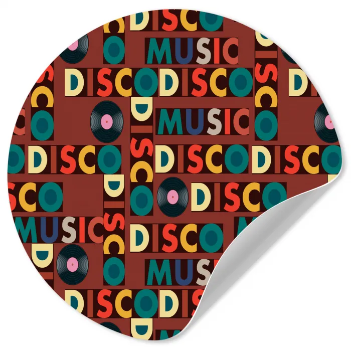 Bruin - Retro - Disco - Patroon Wandcirkel behangsticker klein 186 -3d