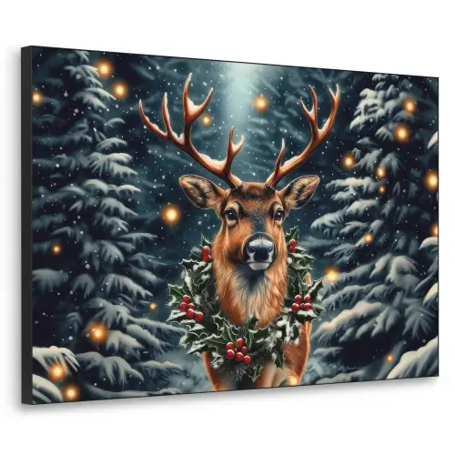 Kerst - Magie - Bos - Kleurrijk Textielframe - compleet frame klein -3d