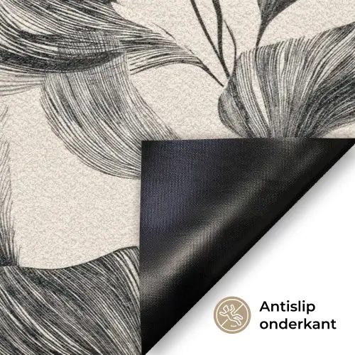 Botanisch - Bladeren - Zwart Deurmat klein 898 -antislip_NL