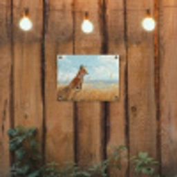 Vos - Gras - Wolken - Oranje tuinposter los doek klein -sfeer1