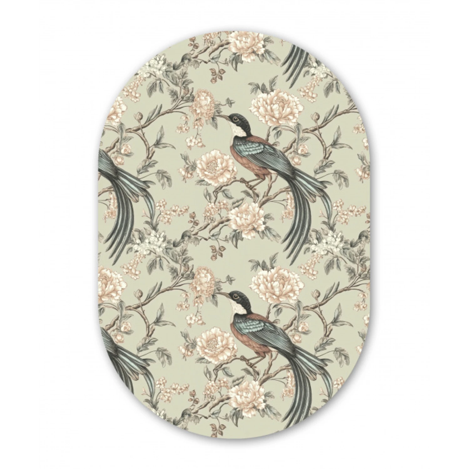 Bloem - Vogel - Kleurrijk Wandcirkel Ovaal Forex klein 630 -3d