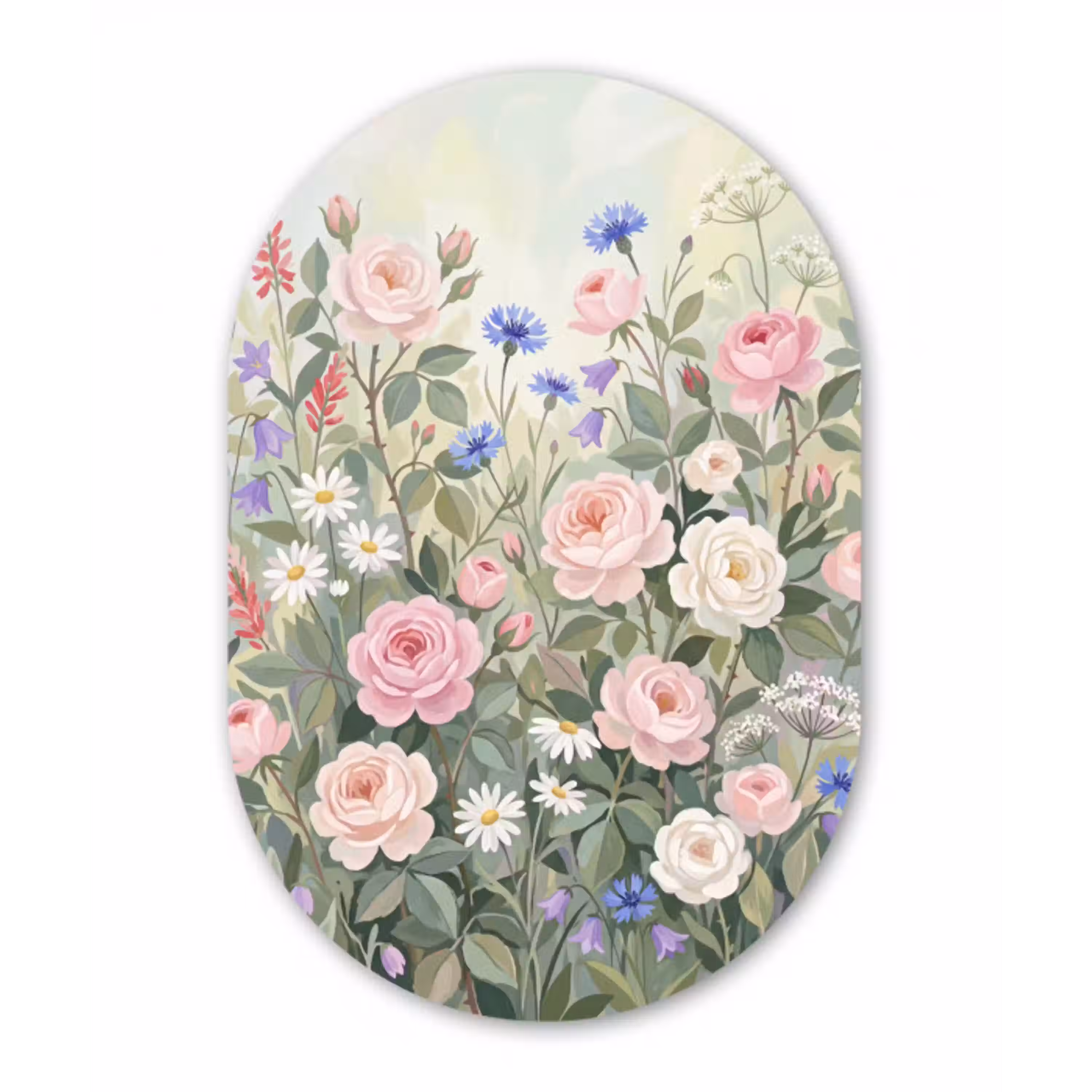 Bloemen - Tuin - Natuur - Kleurrijk Wandcirkel Ovaal Aluminium middel -3d