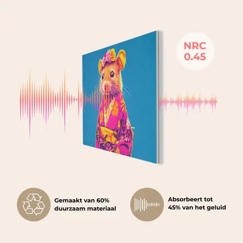 Muis - Kimono - Bloemen - Blauw PET vilt klein -USP_NL