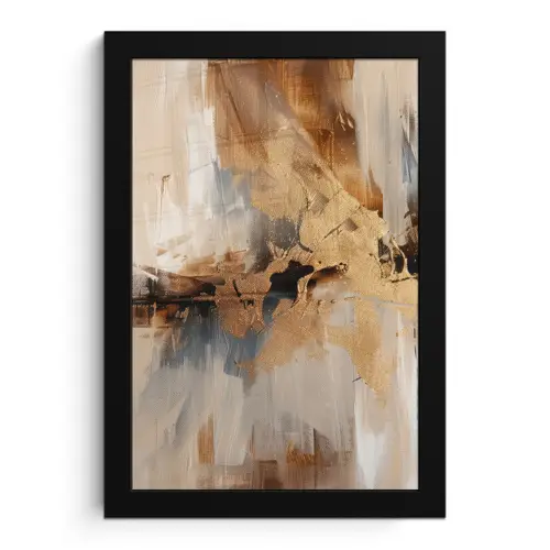 Modern - Bruin - Abstract - Beige fotolijst zwart zonder passe partout klein -3d