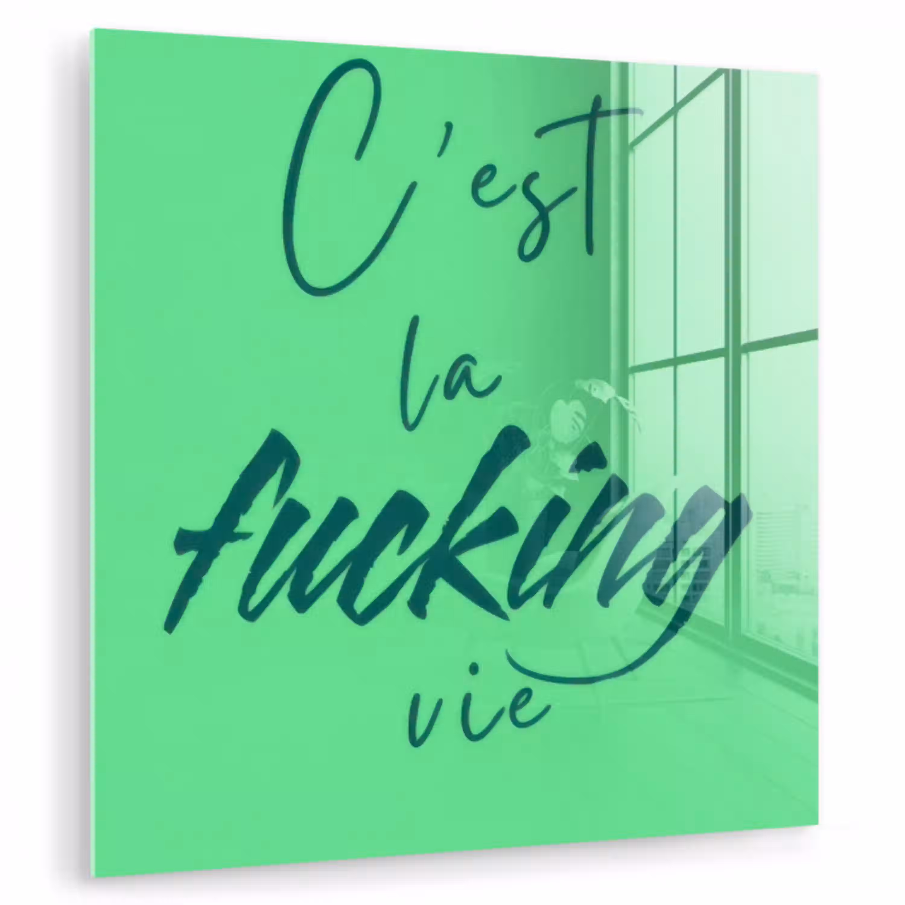 c'est la fucking vie - Groen - Penseelstijl plexiglas 5mm klein -zzzproduct_nieuw