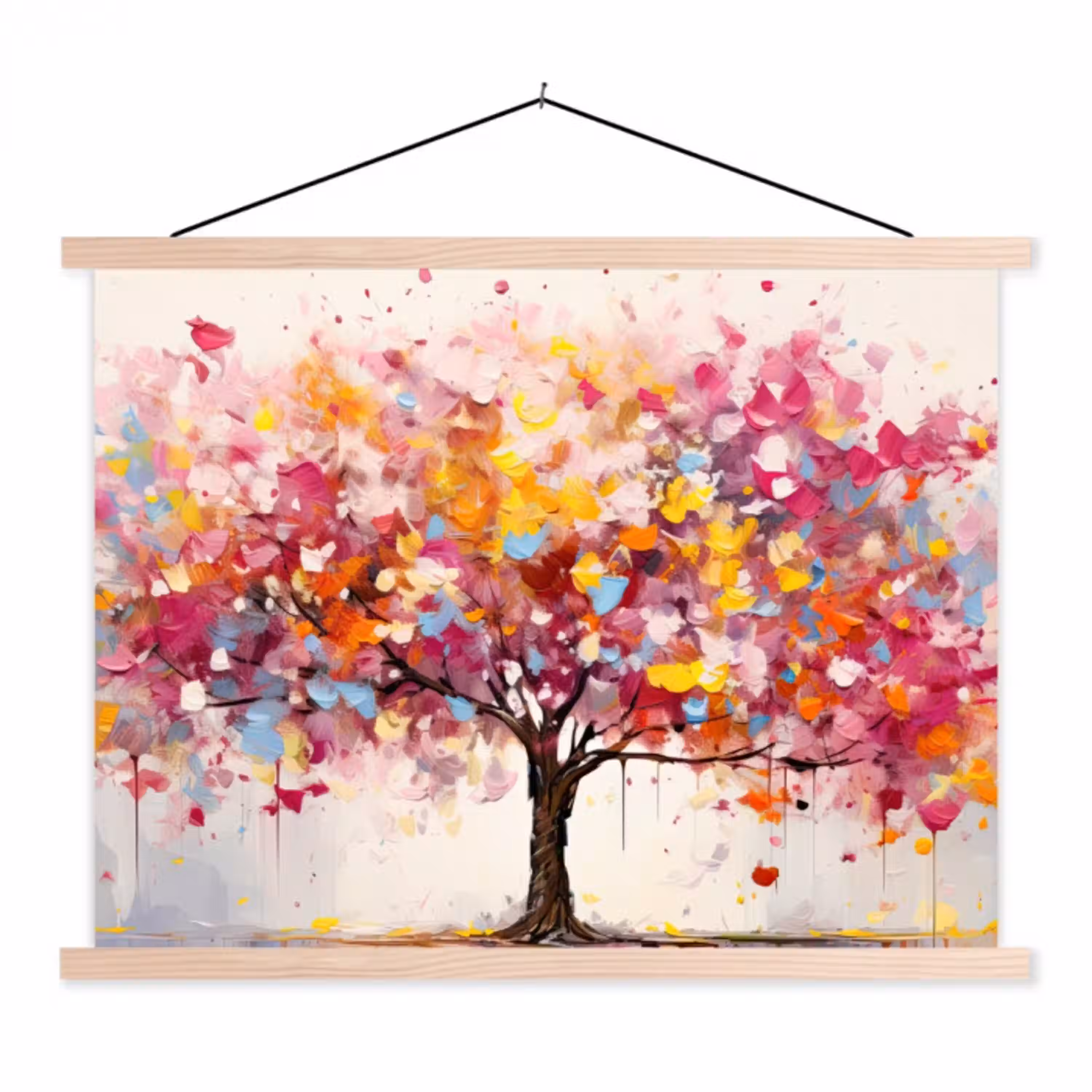 Aquarel - Boom - Kunst - Abstract textielposter latten blank klein -3d