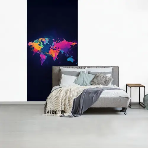 Wereldkaart - Kleurrijk - Graffiti fotobehang vinyl groot -slaapkamer