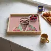 Luiaard - Bloemenprint - Bril - Roze Dienblad Rechthoek middel -sfeer2
