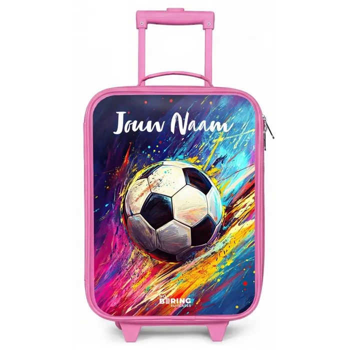 Neon - Voetbal - Kleurrijk Kinderkoffer - Roze klein -zz3dotto