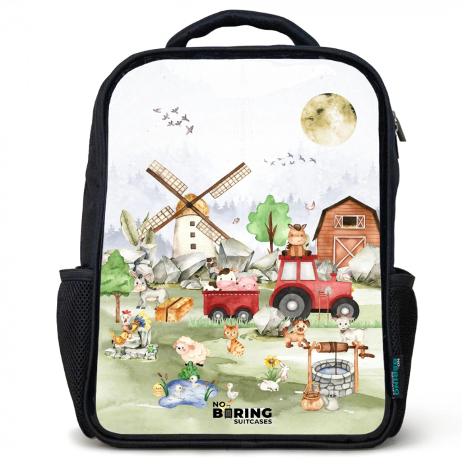 dieren op een boederij Rugzak - Zwart middel -3d