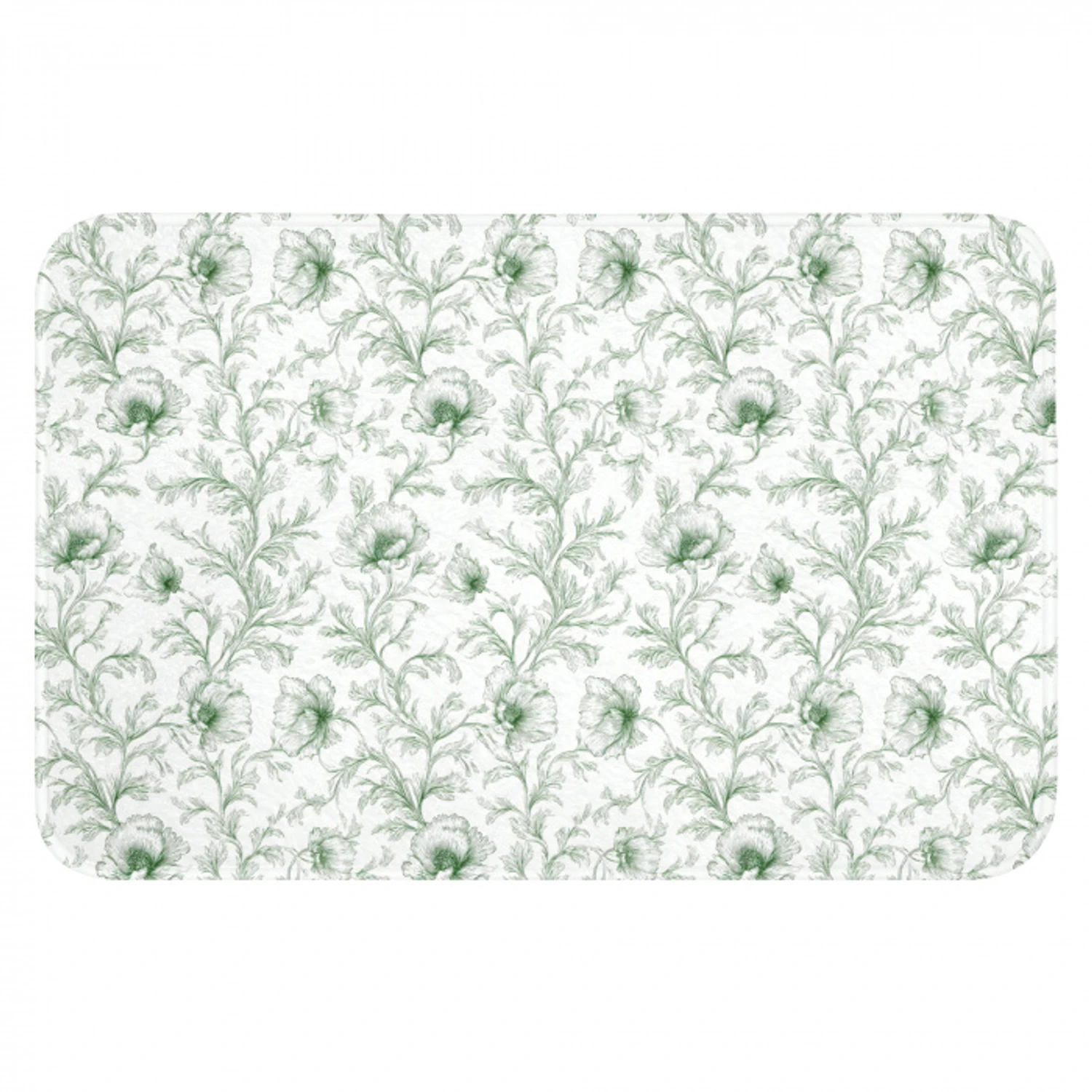 Bloemen - Getekend - Groen Badmat klein 997 -3d