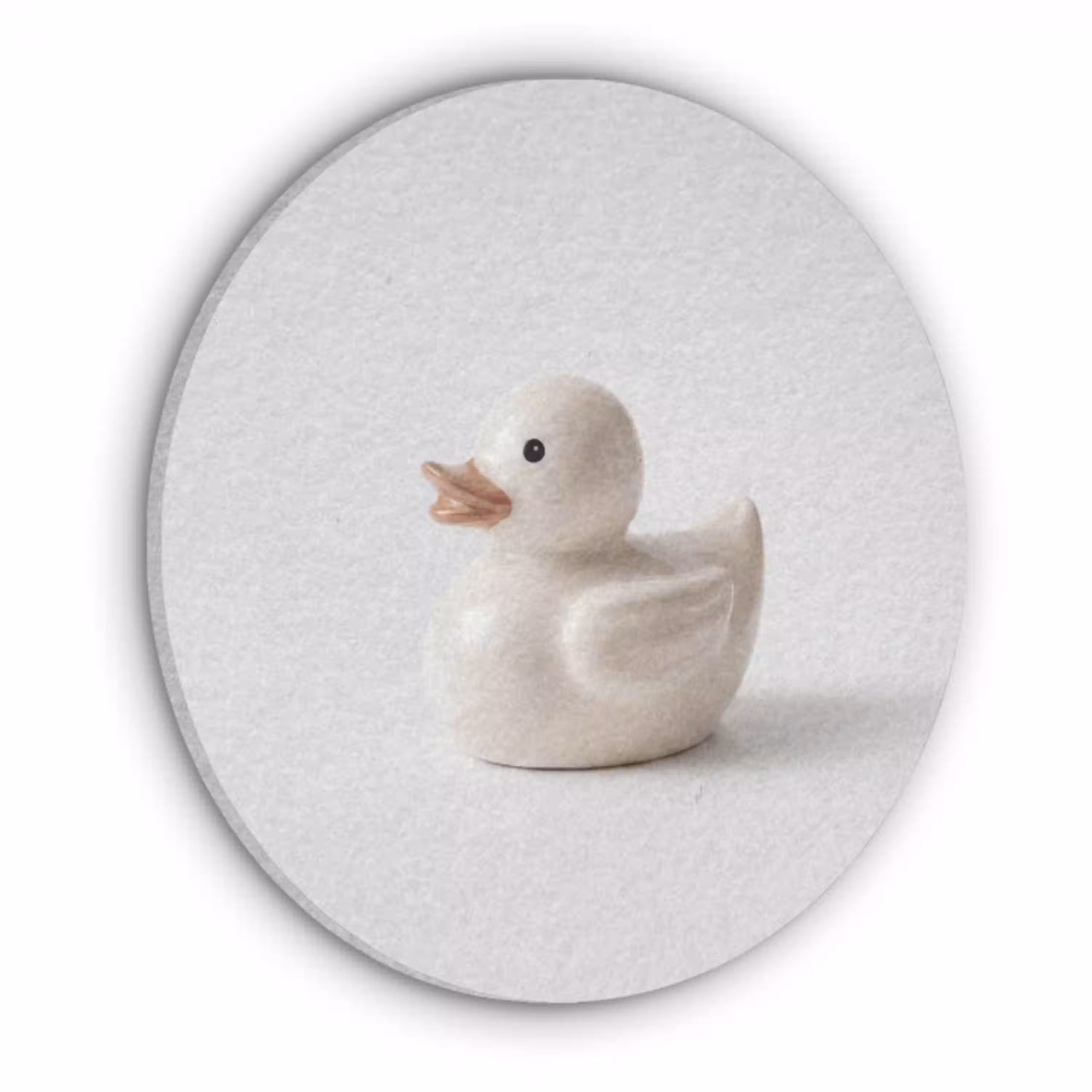 Badeend - Minimalistisch - Wit Akoestische PET Vilt - Rond klein -3d