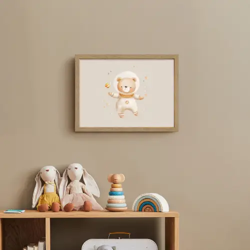 Ruimtebeer - Sterren - Beige Light Box met batterij (Wandlamp kind) middel -sfeer2_kind