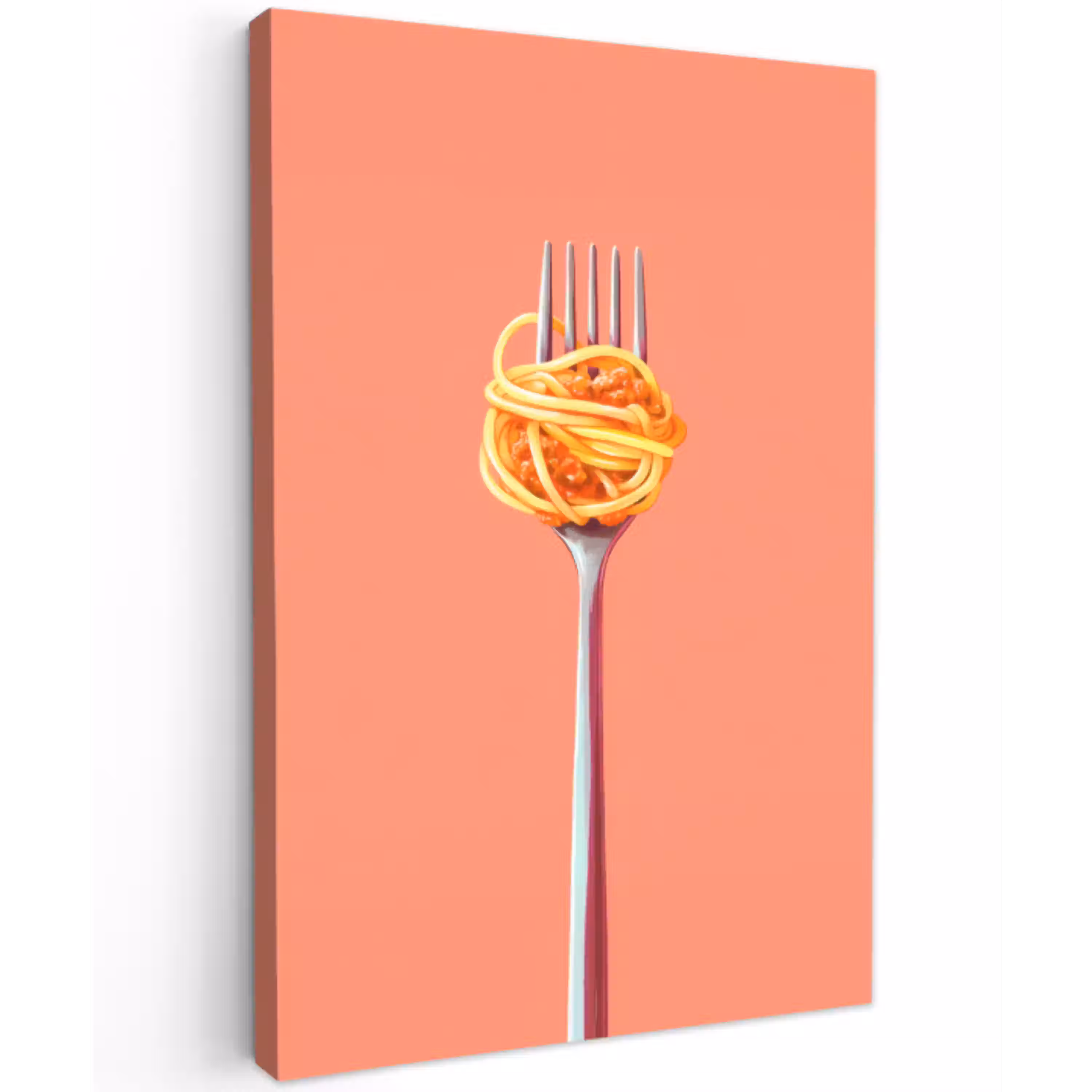 Vork - Spaghetti - Artistiek - Roze Tuinposter op houten frame 2 cm dik middel -3d
