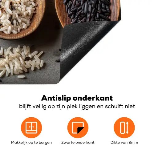 Houten - Lepels - Rijst - Zaden Inductie beschermer vinyl 3mm klein -zzzzzzz-td-onderkant