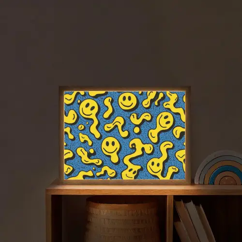 Smileys - Geel - Blauw Light Box met batterij (Wandlamp kind) middel -sfeer1_kind