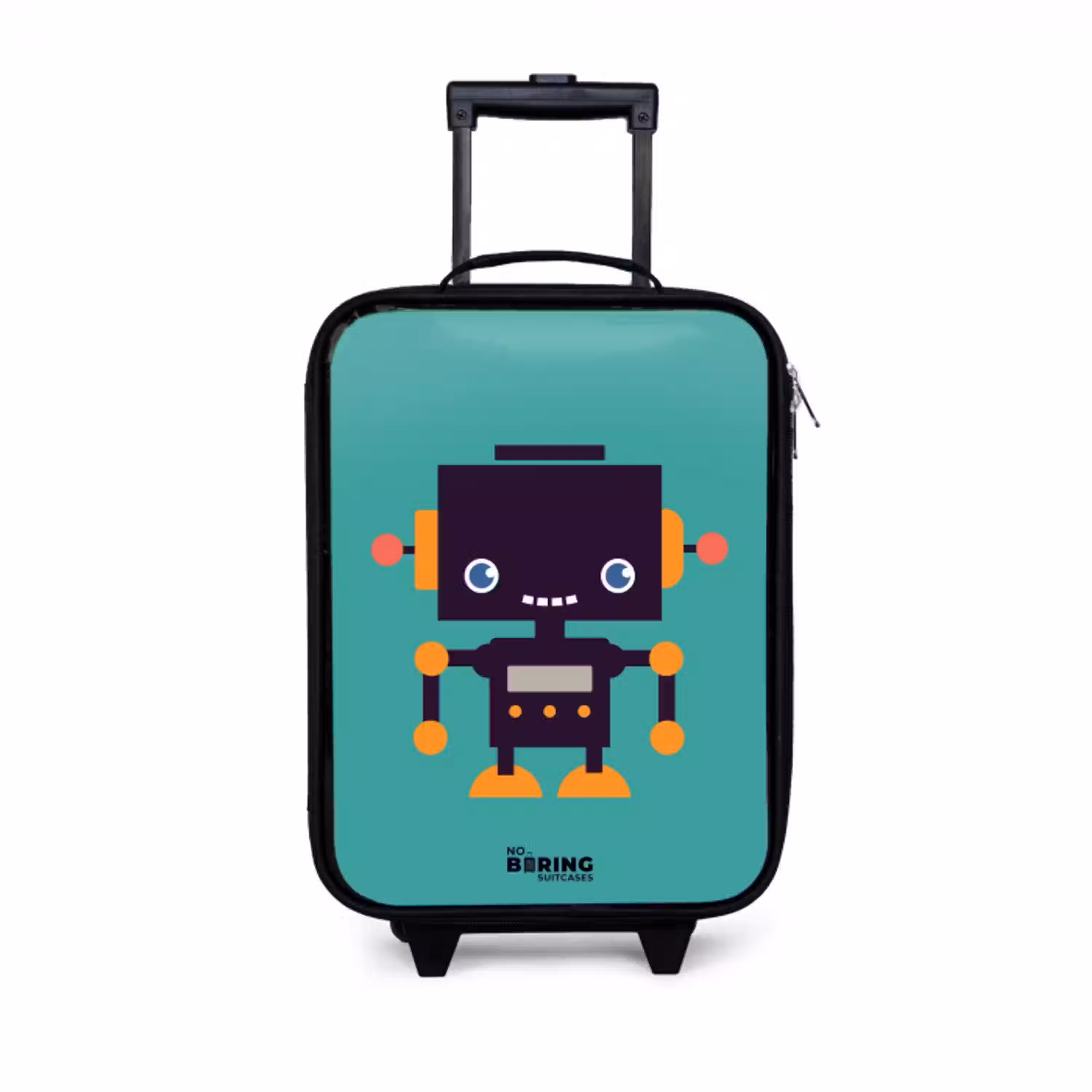 Groene robot Kinderkoffer - Zwart klein -3d