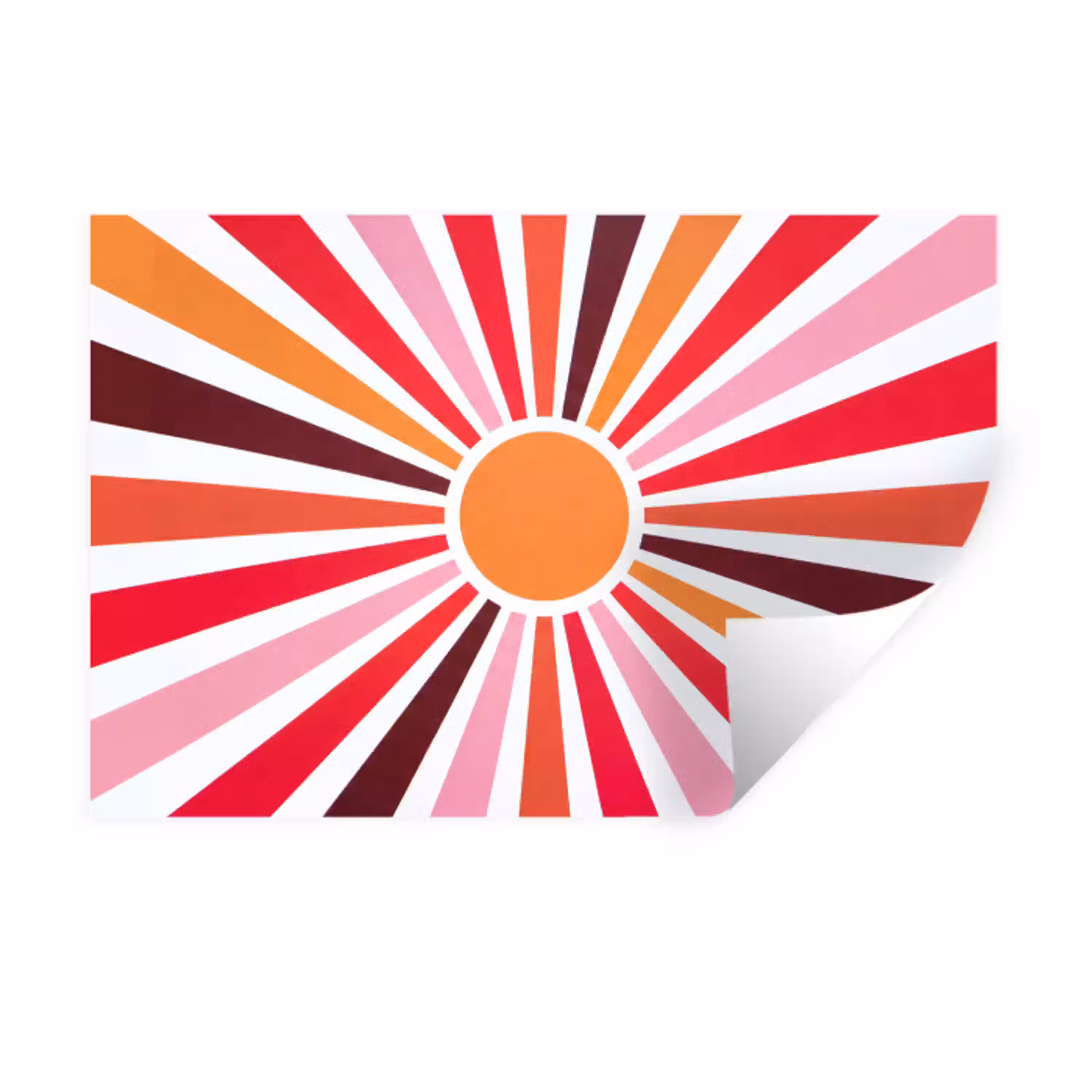 Zon - Stralen - Abstract - Kleurrijk Muursticker klein -3d