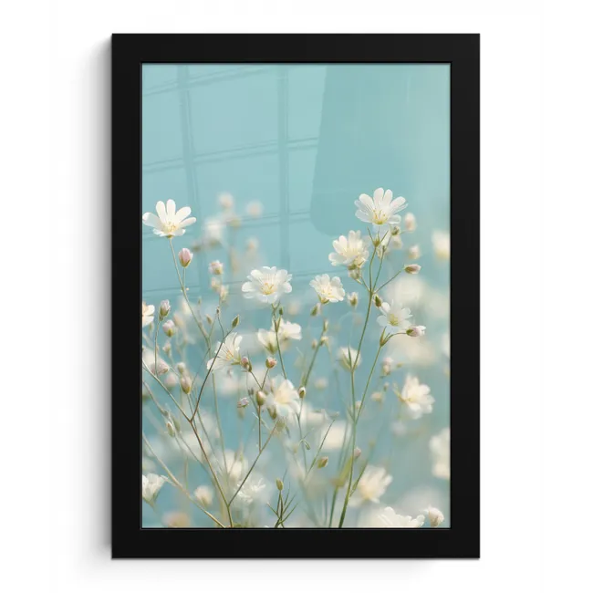 Stengels - Bloemen - Lucht - Wit fotolijst zwart zonder passe partout klein -3d