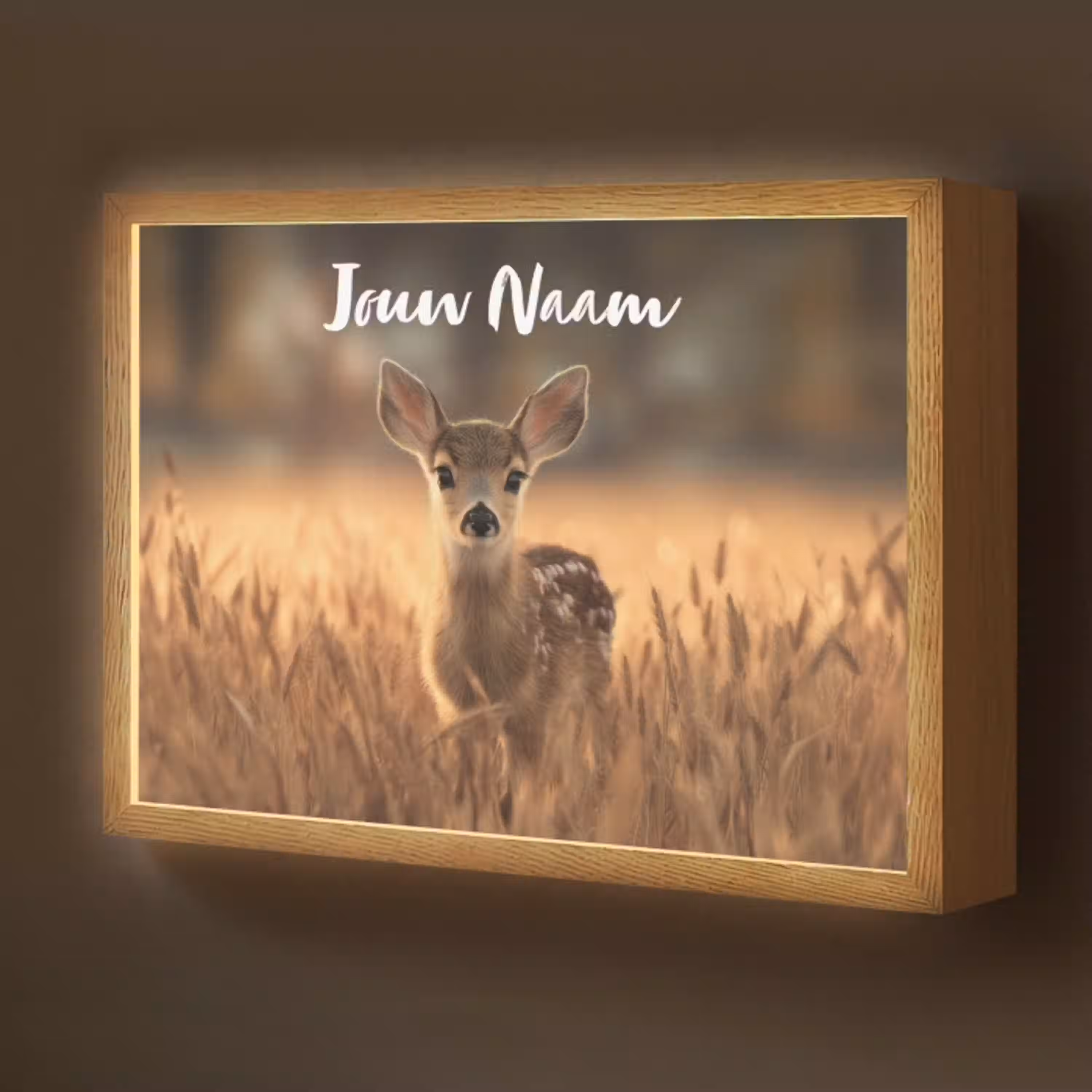 Hert - Graanveld - Bruin Light Box met batterij (Wandlamp kind) middel -z3d_website