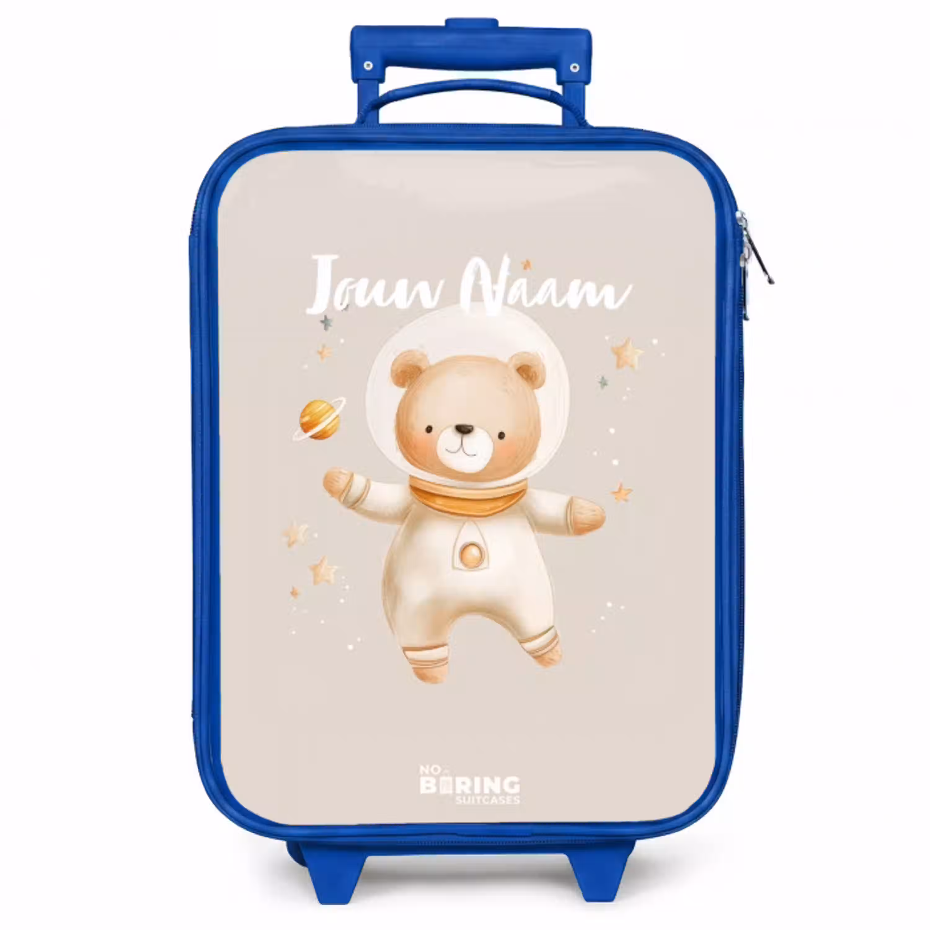 Beige ruimtebeer zweeft tussen sterren Kinderkoffer - Blauw klein -zzz_website3d