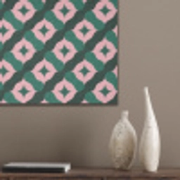 Groen - Roze - Retro - Sterren PET vilt klein 837 -sfeer6_closeup