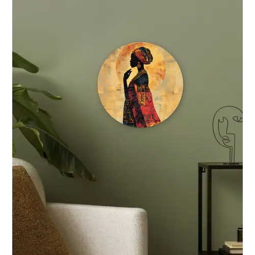 Vrouw - Silhouet - Patronen - Sierlijk Wandcirkel kunststof plaat 5mm dik klein -sfeer3