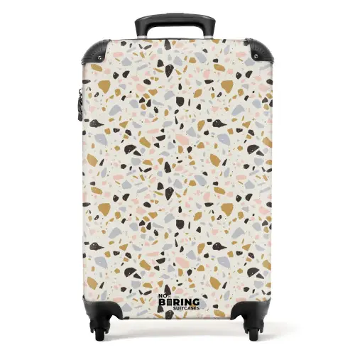 Terrazzo patroon veelkleurig NBS - Handbagage koffer - Kinderen Unisex middel -productfoto_recht