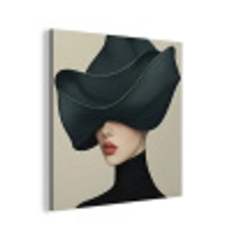 Vrouw - Groen - Hoed aluminium wit klein -3d
