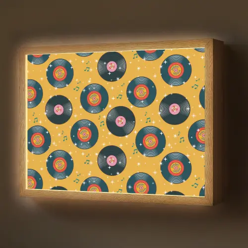 Muziek - Patroon - Geel Light Box met batterij (Wandlamp) middel 907 -z3d_website