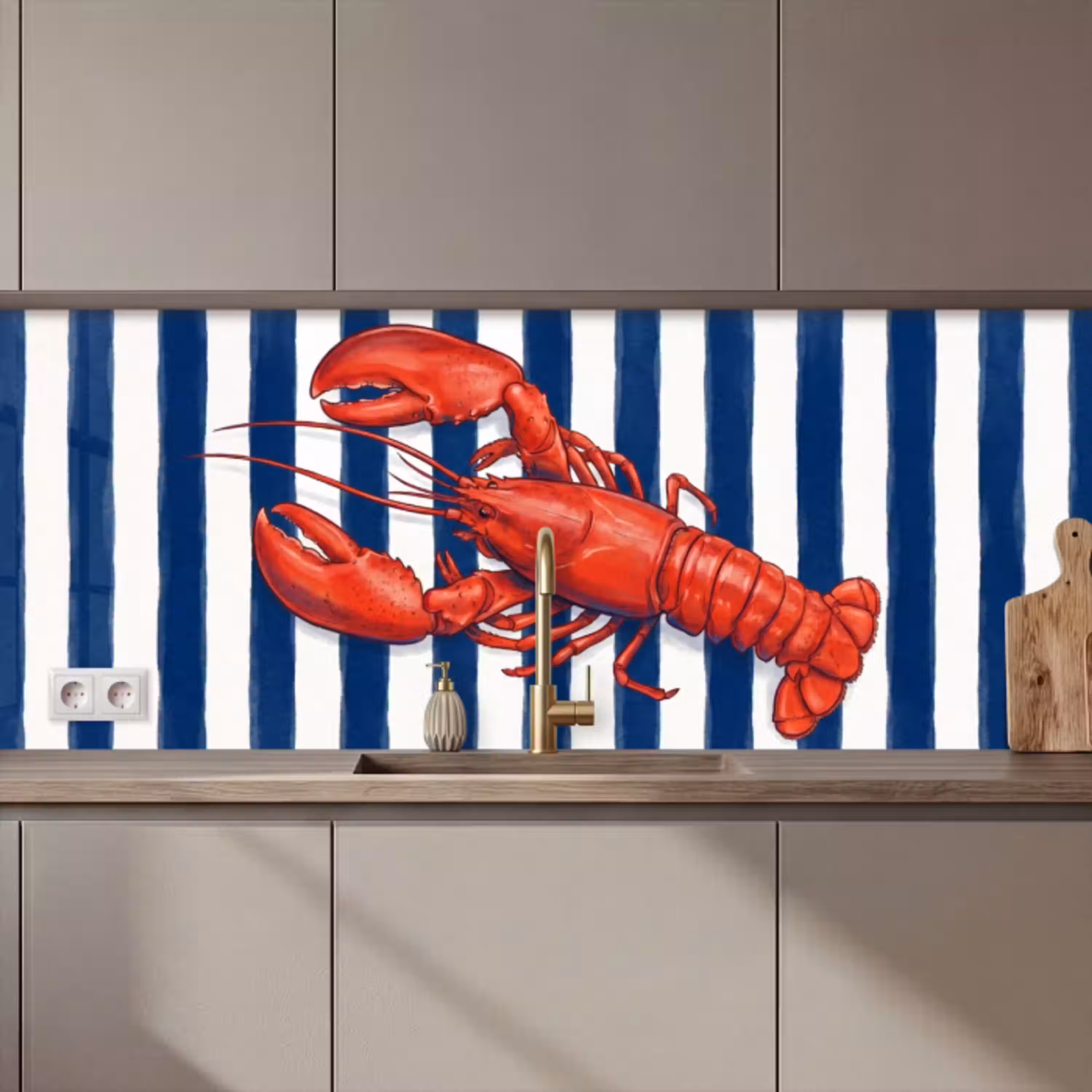 Schaaldier - Kreeft - Marine - Illustratie - Rood keuken achterwand 2 middel zz_3dshopping