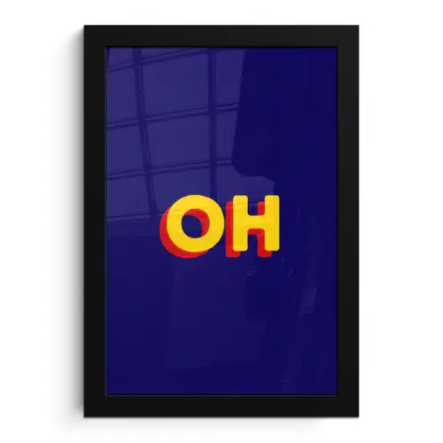 Blauw - Geel - OH - Schaduw fotolijst zwart zonder passe partout klein -3d