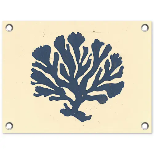 Blauw koraal - Vertakkingen - Beige tuinposter los doek klein -3d