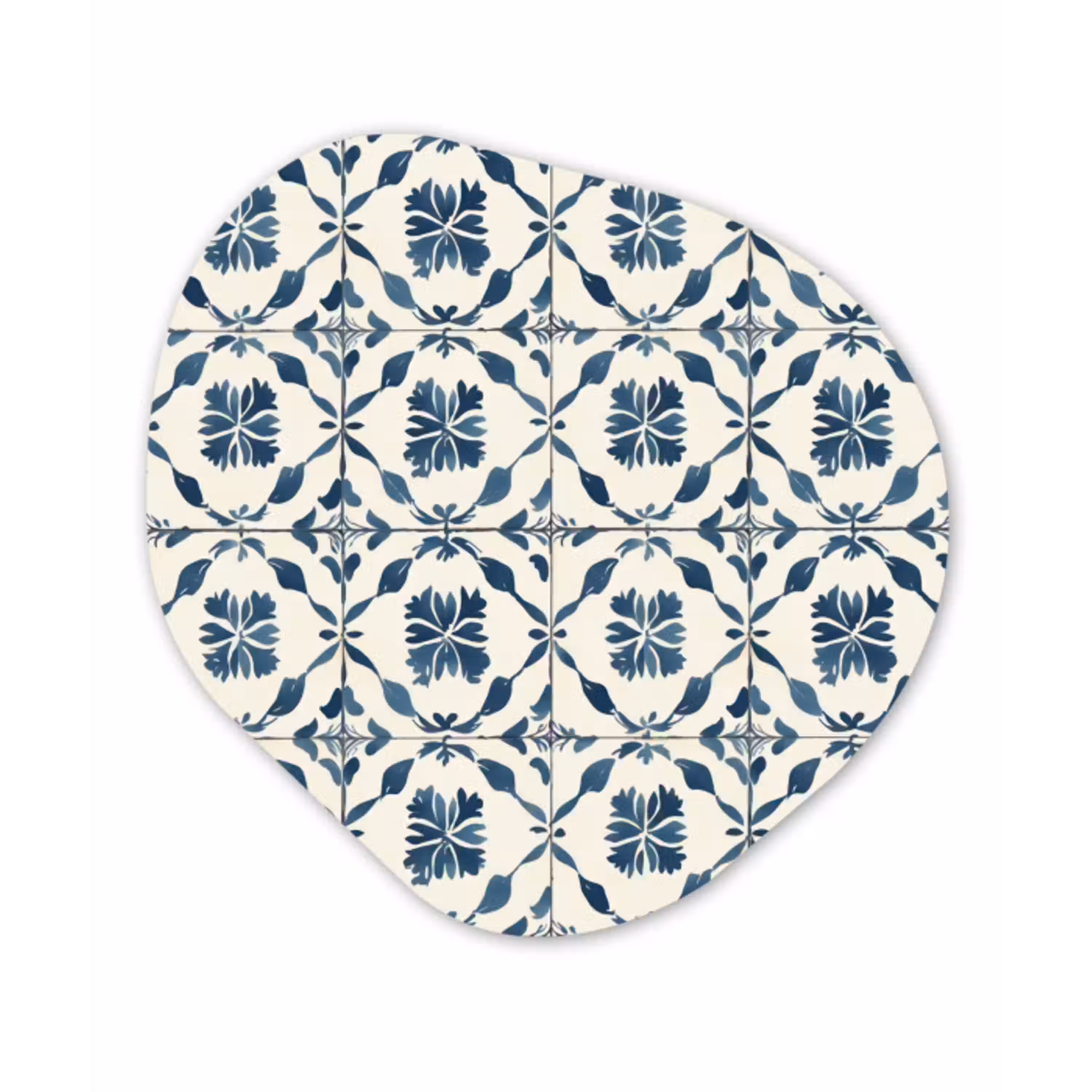 Grafisch - Tegel - Blauw Wandcirkel Organisch Aluminium middel 851 -3d