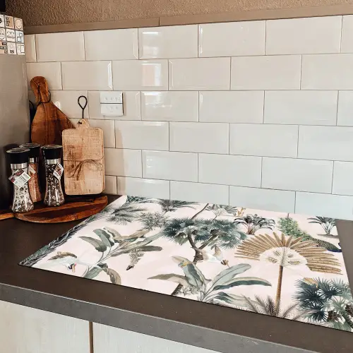 Tropisch - Bomen - Bladeren - Jungle Inductie beschermer vinyl 3mm klein -sfeer3