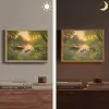 Eenden - Vijver - Bloemen Light Box met batterij (Wandlamp) middel -sfeer3