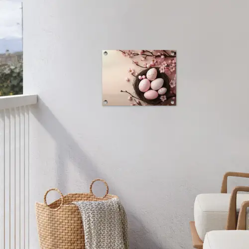 Roze - Bloesems - Eieren tuinposter los doek klein -sfeer8