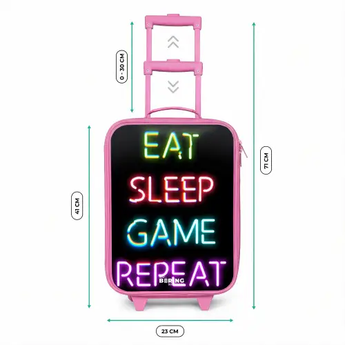 Qoute met neon lichten Kinderkoffer - Roze klein -productfoto_formaten