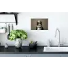 Kat - Kokskleding - Zwart - Wit Muursticker klein -keuken