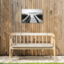 Loopbrug - Hout - Strand - Zee Tuinposter op houten frame 2 cm dik klein -sfeer4