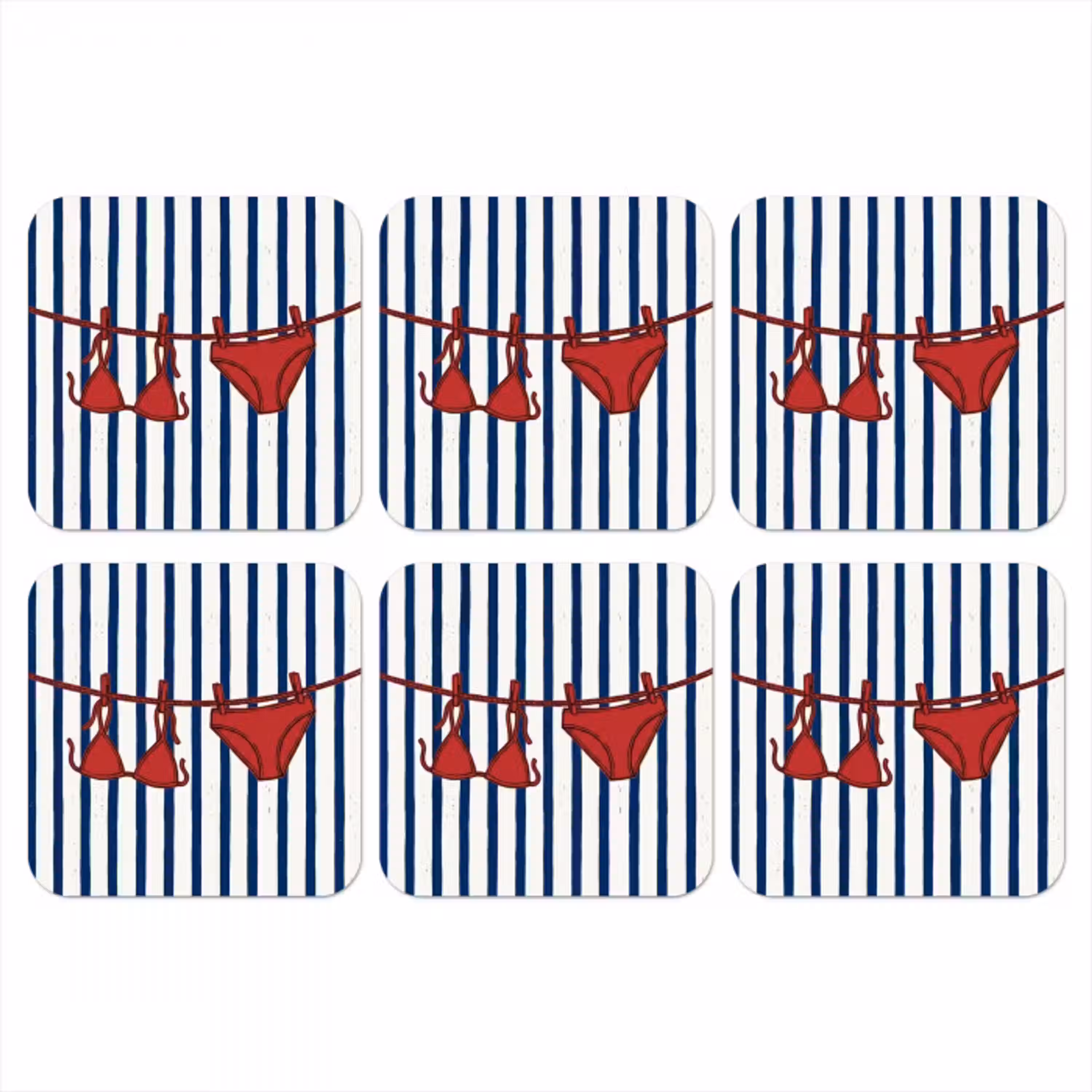 Badkleding - Waslijn - Zomer - Illustratie - Rood onderzetter kurk middel -3d