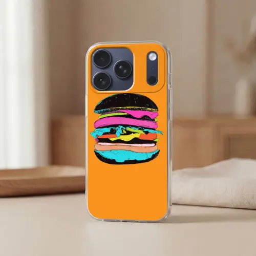 Hamburger - Kleurrijk - Speels Telefoonhoesje iPhone 17 Pro klein -sfeer2