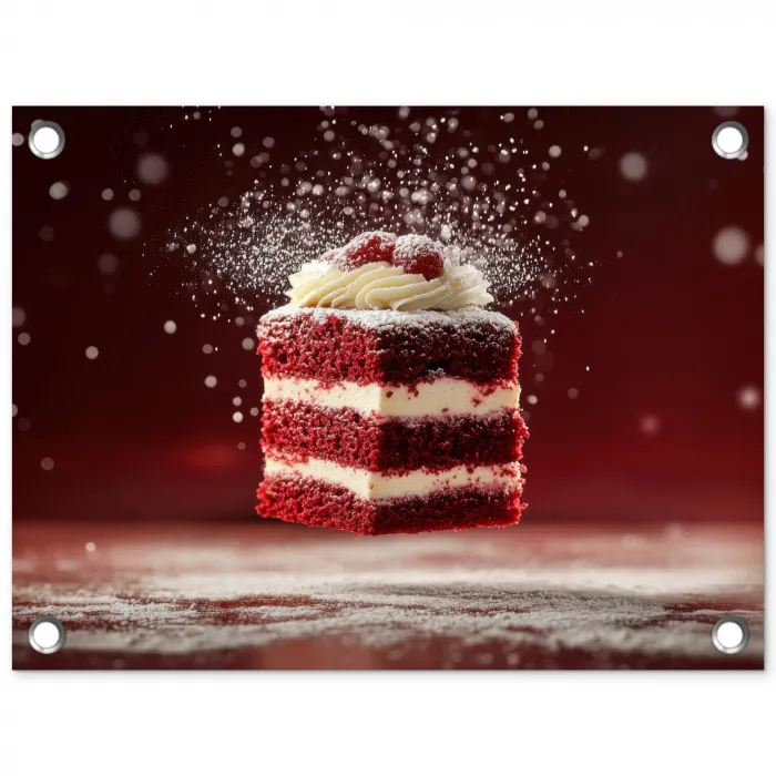 Rode - Velvet - Taart - Eten tuinposter los doek klein -3d
